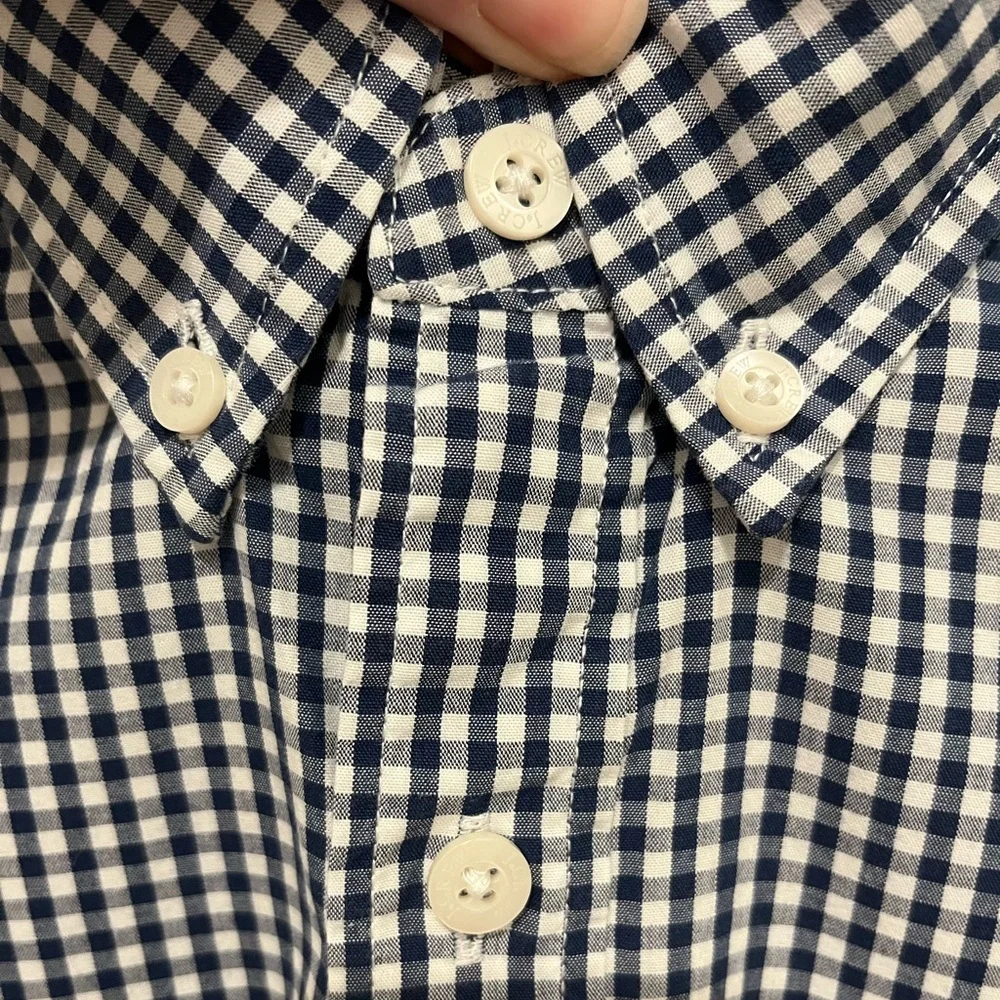 J. Crew Mens Shirt Blue & White Check Cotton Long Sleeve Collared Size L